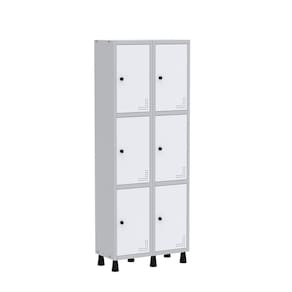 Roupeiro Aço Light 2v 06 Portas Gr302/6 Cinza/Branco
