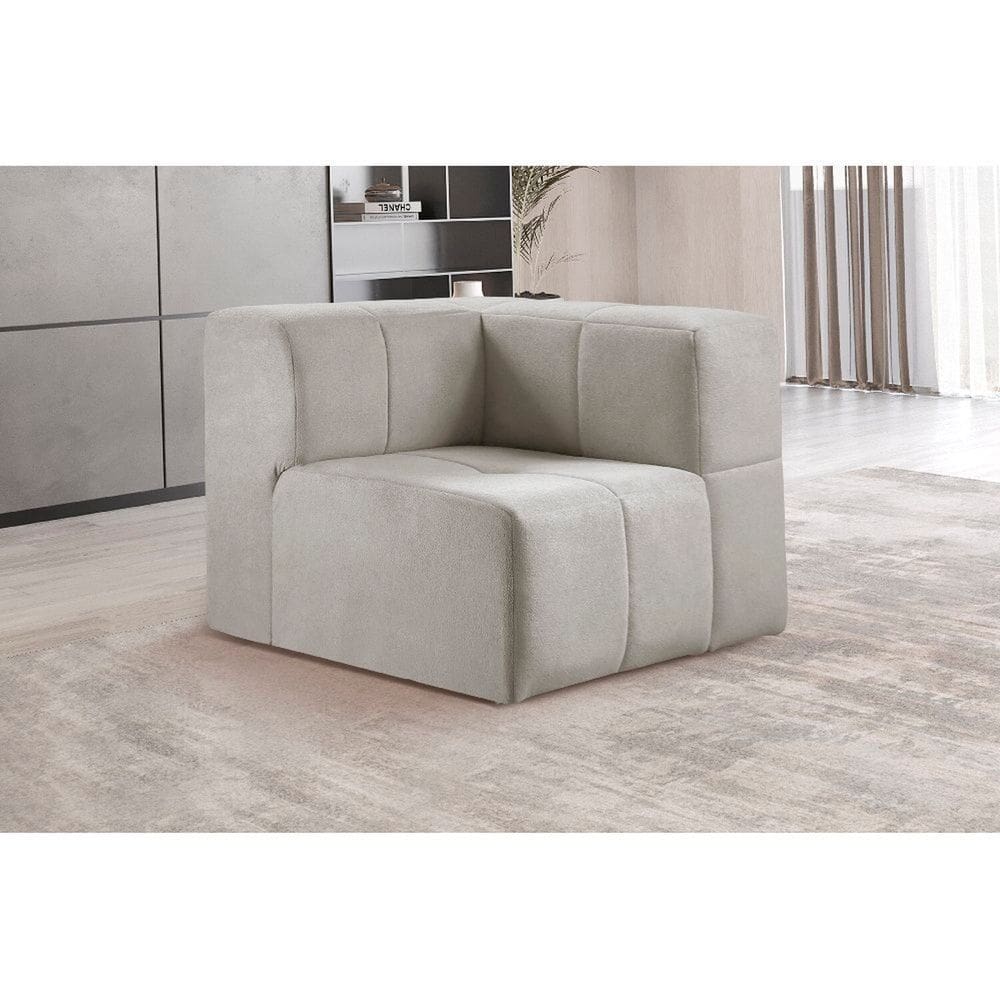 Módulo Sofá Box 3 Lugares Bouclé Cinza