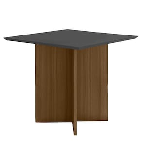 Mesa De Jantar Retangular Tampo Chanfrado Sem Vidro 90cm Helô Poliman Móveis Carvalho Com Grafite