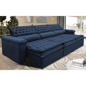 Sofá Retrátil E Reclinável 4,12m Molas Ensacadas Cama Inbox Botonê Espuma Viscoelástico Azul