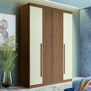 Guarda Roupa Solteiro 4 Portas Flex Buriti Santos Andirá Jatoba/areia