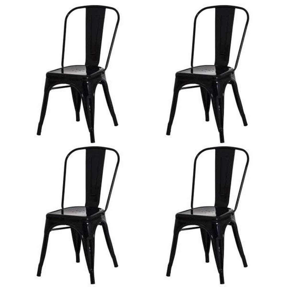 Kit 4 Cadeiras Tolix Iron Industrial Preta