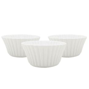 Jogo De Ramequim Porcelana Branca 3 Peças 100ml