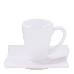 Xícara Elegance Para Café Com Pires 80ml Branca Em Policarbonato Linha Profissional Cook Vem