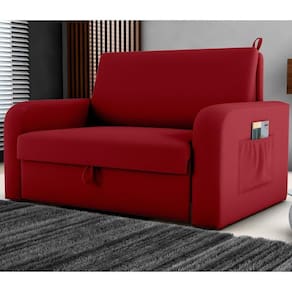 Sofá Cama Com Baú 2 Lugares John Veludo Maserati Vermelho
