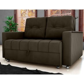 Sofá Cama 2 Lugares Yago Veludo Maserati Marrom