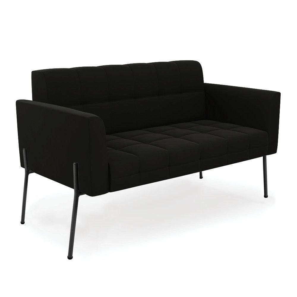 Sofá Namoradeira 2 Lugares Pé De Ferro Preto Elisa Suede Preto D03 - D`rossi