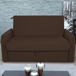 Sofá Cama Com Baú 2 Lugares Ethan Suede Marrom