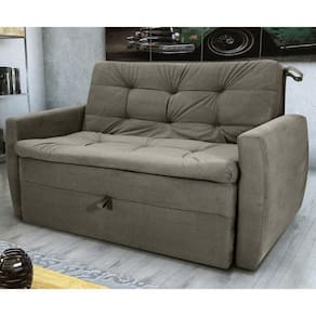 Sofá Cama Para Sala De Estar Hiro Veludo Turkey Marrom