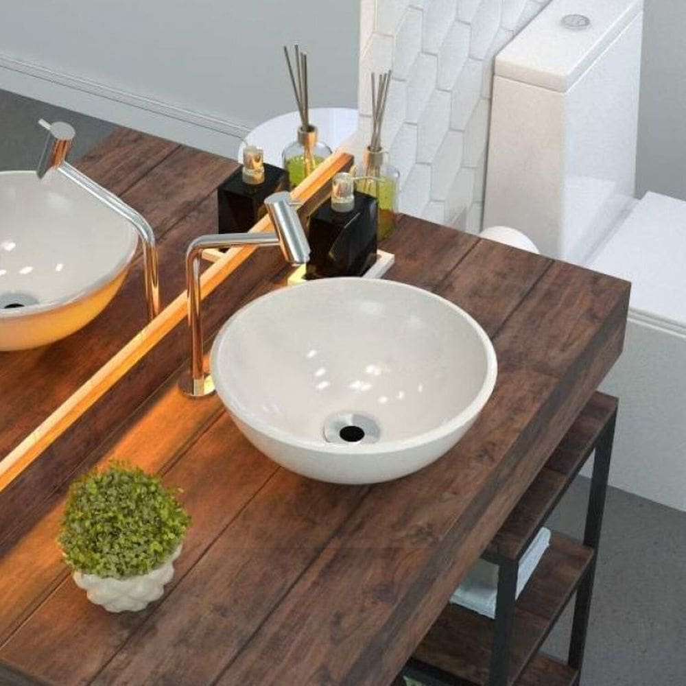 Kit 3 Cubas de Apoio para Banheiro R30w Redonda Compace Bege