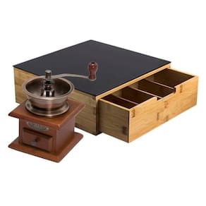 Conjunto Caixa Para Café E Chá Ecokitchen Com Tampa De Vidro E Moedor De Café Retrô
