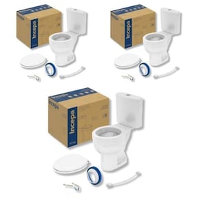Kit 3 Vaso Sanitário com Caixa Acoplada e Assento Soft Close Acesso Confort Incepa Branco
