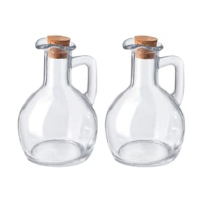 Kit 2 Galheteiros De Azeite Vinagre Vidro Com Tampa Cortiça 180ml