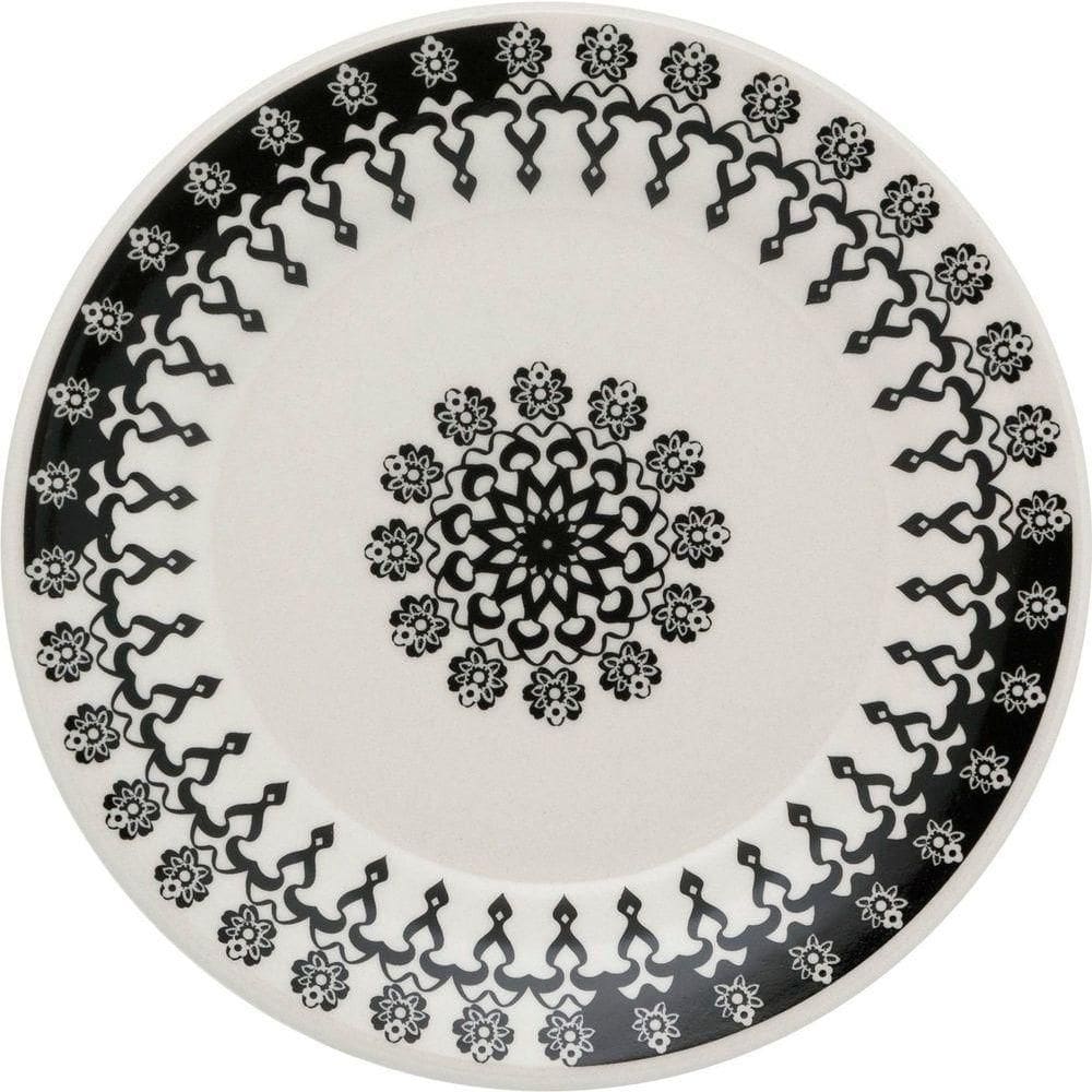 Kit 12 Pratos Sobremesa Donna Folk Oxford Cerâmica 19cm