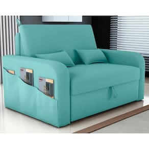 Sofá Cama 2 Lugares Com Baú Bannow Veludo Verde Menta