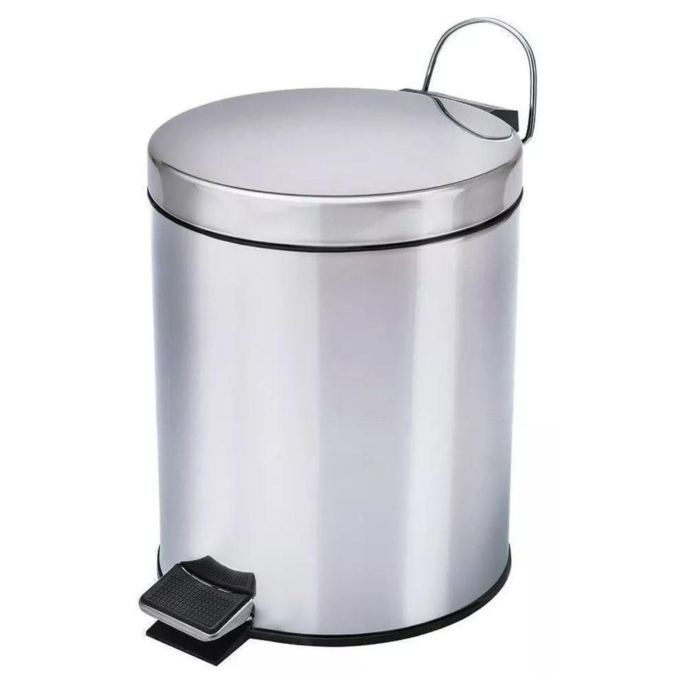 Lixeira Com Pedal E Balde Removível Em Aço Inox 5 Litros - Mundiart Bb3053 05