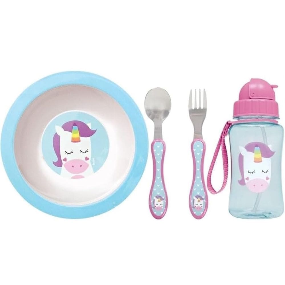 Kit Refeicao Infantil 3 Pecas Unicornio - Buba
