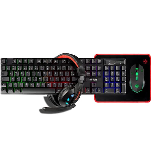 Imagem do produto Combo Gamer TGT Ariete 4x1 Rainbow. Teclado, Mouse 1600DPI, Mousepad e Headset 40mm, TGT-ART-RBW01 em Casas Bahia