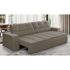 Sofá Retrátil e Reclinável 3 lugares 2,50m com Molas Stella Suede Capuccino Adonai Estofados