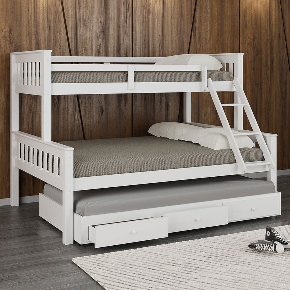 Treliche Madeira Com Gavetas Merk - 2 Camas Solteiro e 1 Cama Casal