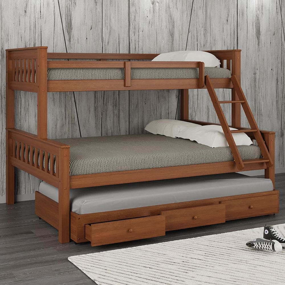 Treliche Madeira Com Gavetas Merk - 2 Camas Solteiro e 1 Cama Casal