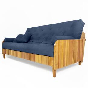 Sofá Cama Paris Ripado Acquablock Madeira Nobre - Azul Royal