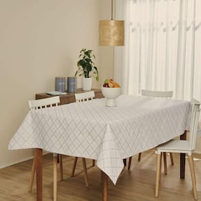 Toalha de Mesa Estampada Retangular 8 Lugares Gabi Bege