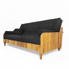 Sofá Cama Paris Ripado Acquablock Madeira Nobre - Preto