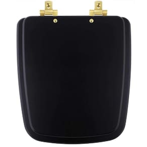 Tampa de Vaso Com Fechamento Lento Boss Matte Black (Preto Fosco) para Louça Incepa com Ferragem Dourada