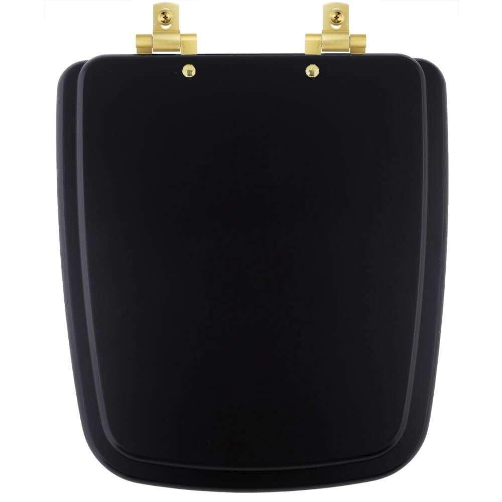 Tampa de Vaso Com Fechamento Lento Boss Matte Black (Preto Fosco) para Louça Incepa com Ferragem Dourada