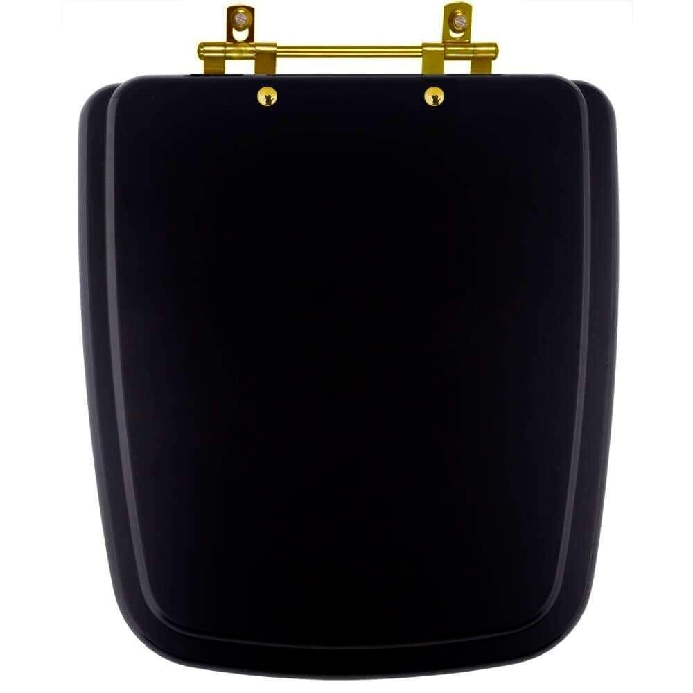 Assento Sanitário Boss Matte Black Preto Fosco para vaso Incepa Com Ferragem Dourada