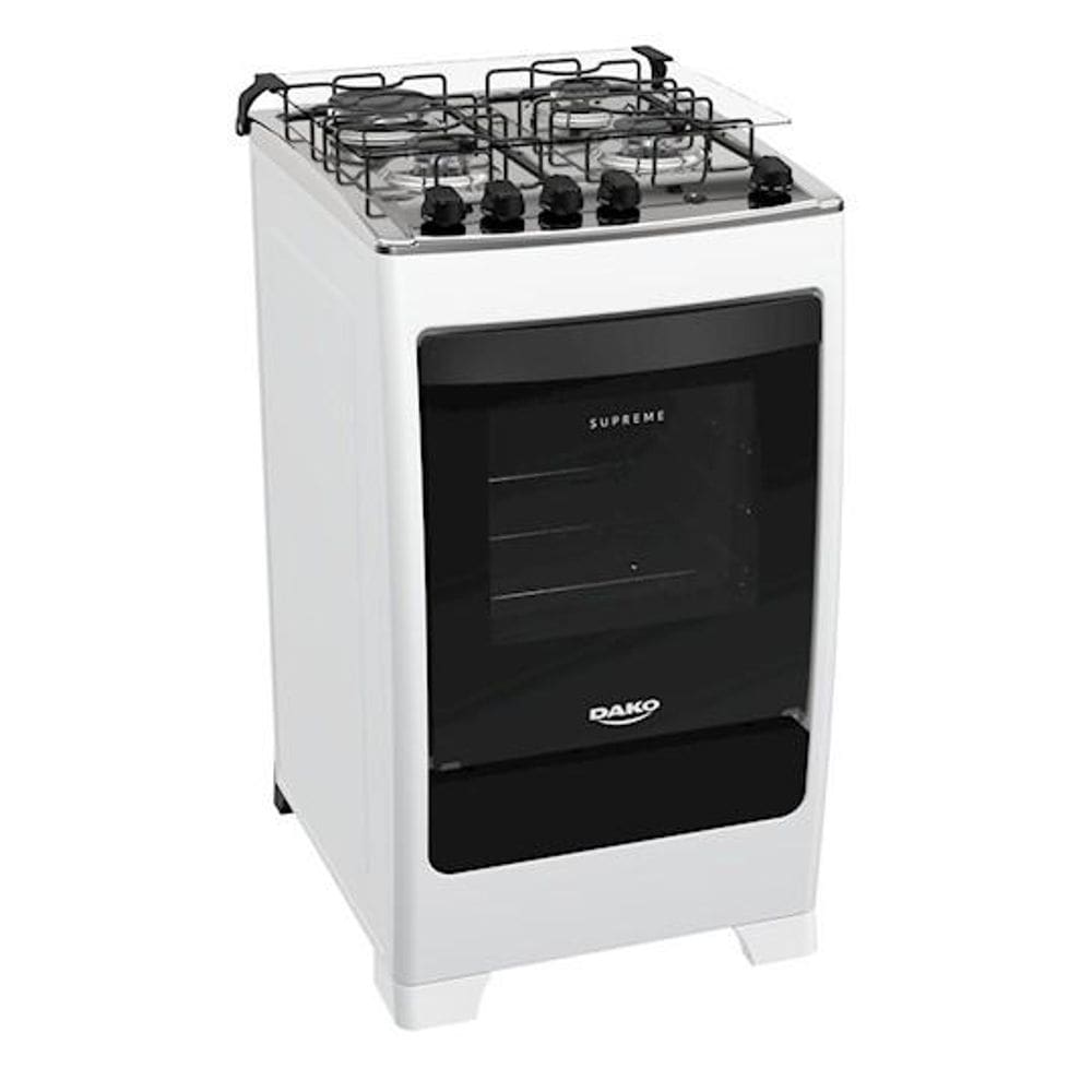 Fogão 4 Bocas Dako Supreme Branco com acendimento automático e Forno 60L Bivolt