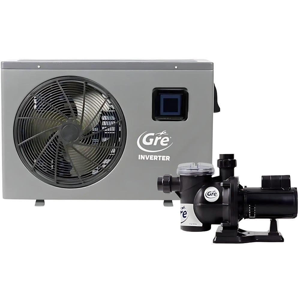 Trocador de Calor Inverter 45.000 BTU 220V e Bomba para Piscina 1/3 CV Bivolt GRE