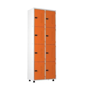 Armário Roupeiro Aço 8 Portas Academia Guarda Volume Laranja