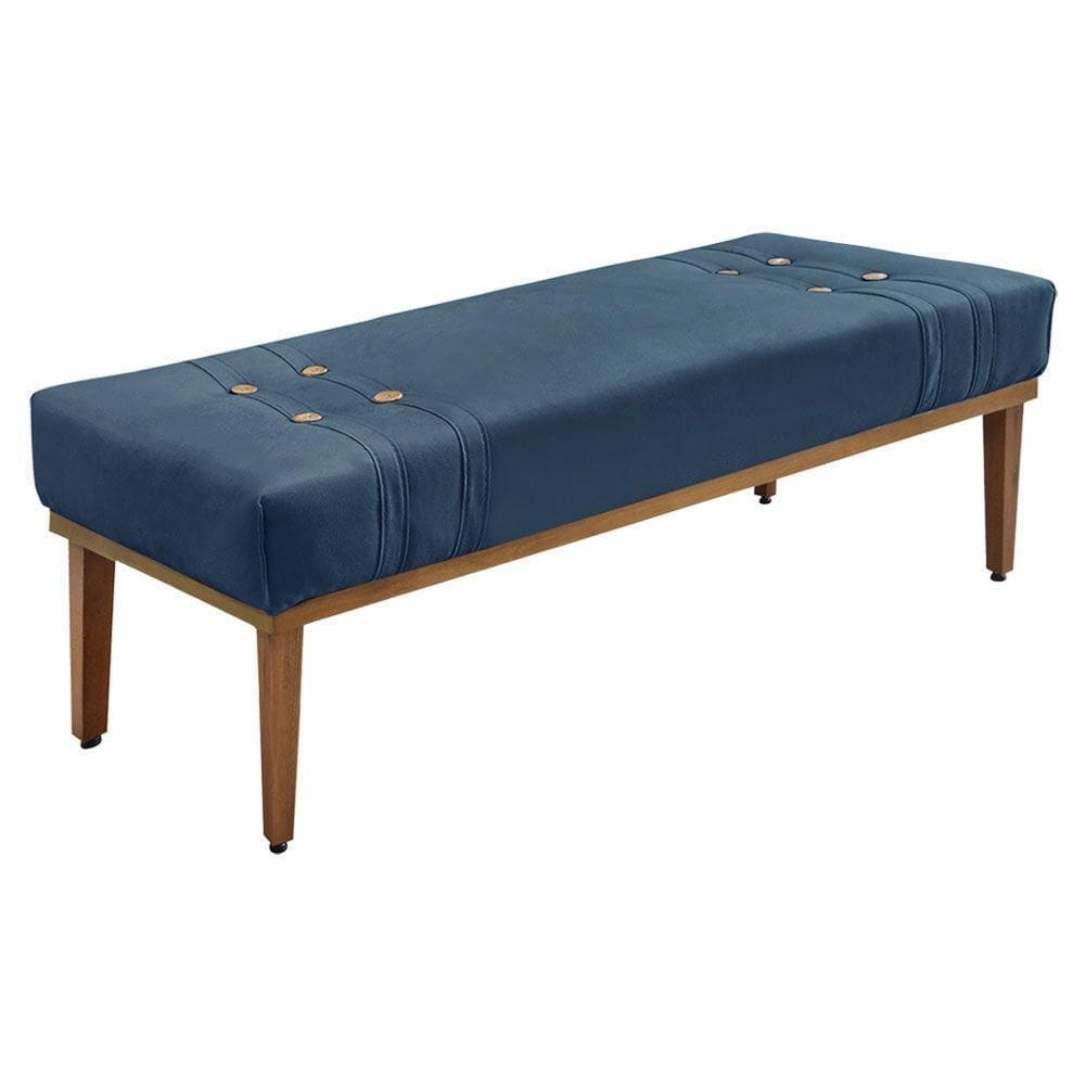 Calçadeira Recamier King 1,95m Gênova Veludo Azul Marinho
