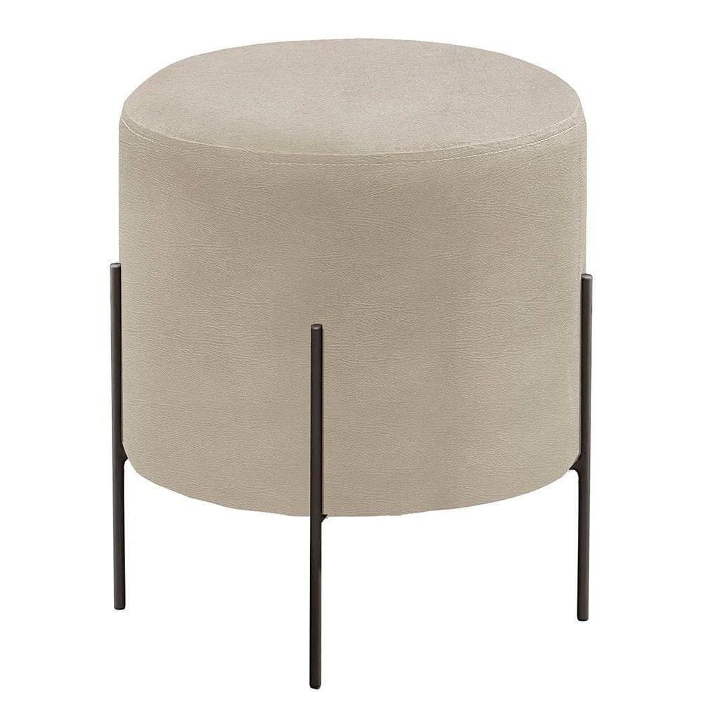 Puff Banqueta Corino Odim Luxo Castellar Móbile Off White