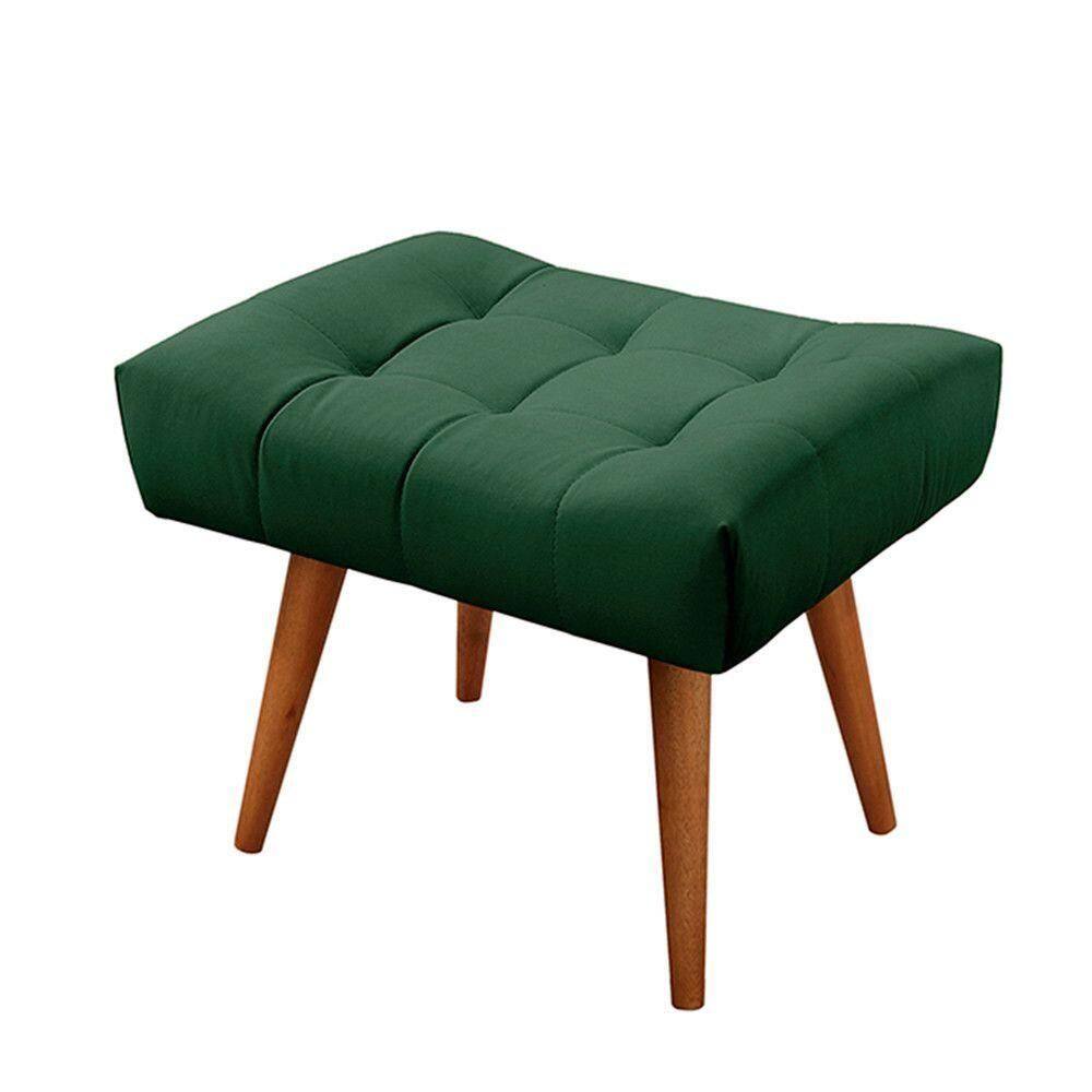 Puff Banqueta Veludo Theo Madeira Maciça Castellar Móbile Verde