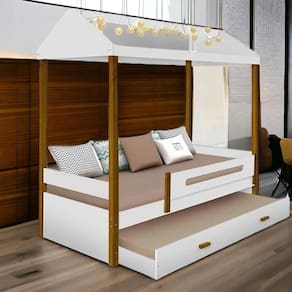 Cama Casa Solt. Lara Branco/mel C/ Aux. E Led