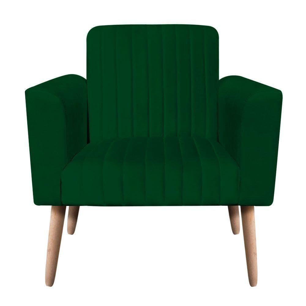 Poltrona Viena Gomada Suede Verde Pés Palito Natural D`rossi