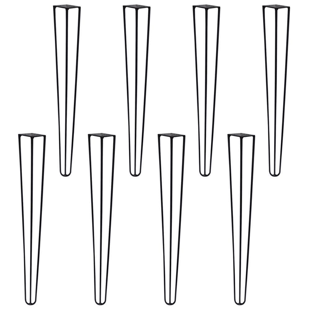 Kit 8 Pés De Metal 60 Cm Harpin Legs Mesa De Canto Preto