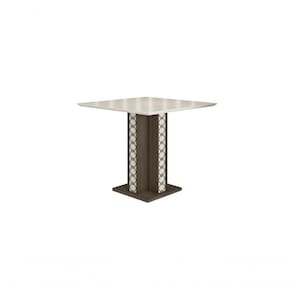Mesa De Jantar Ísis 90Cm Com Vidro Amêndoa/Off White - Poliman