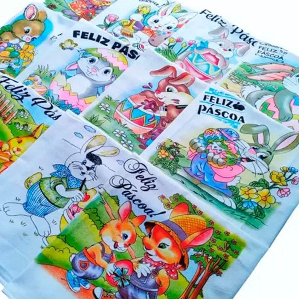 Pano De Prato Pascoa C/ Glitter 0,45 X 0,71Cm 12Und Branco