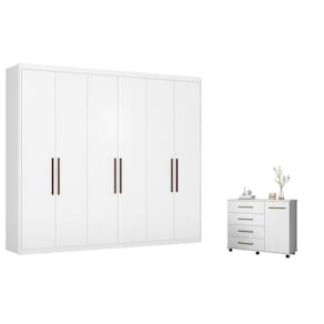 Jogo De Quarto Roupeiro E Comoda Agatha Branco
