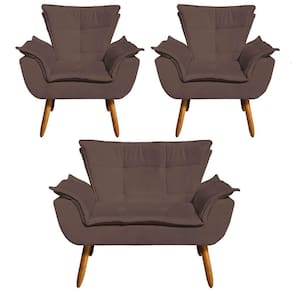 Kit Namoradeira 02 Poltronas Opala Suede Marrom