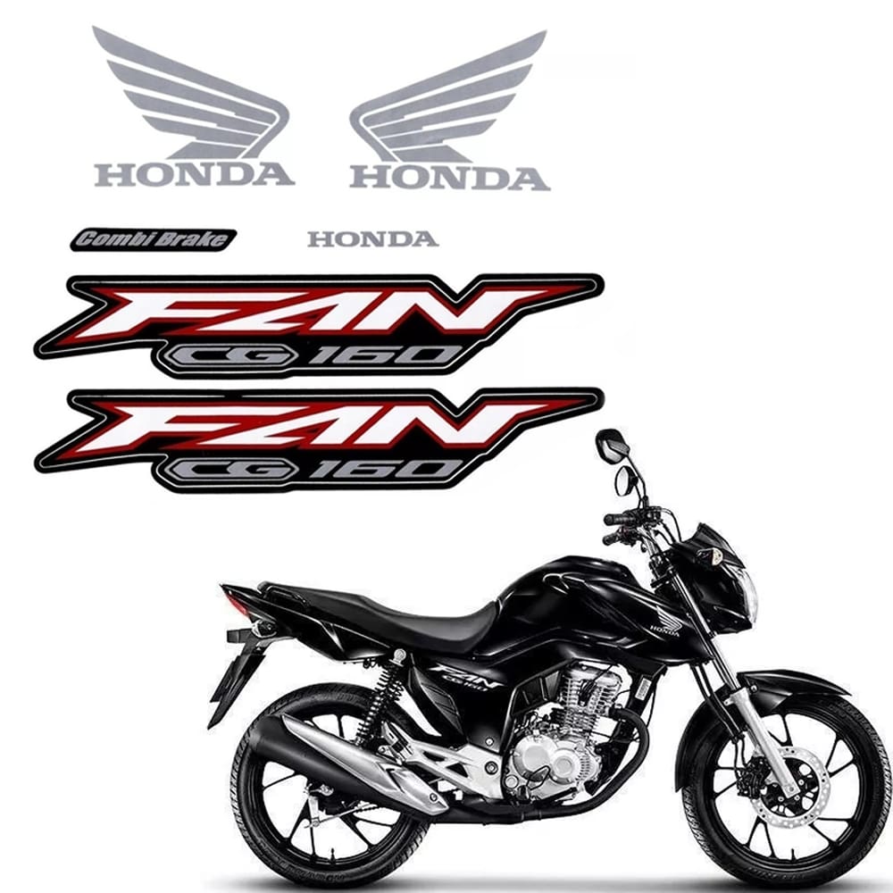 Jogo De Adesivos Faixa Honda CG Fan 160 2022 Preto