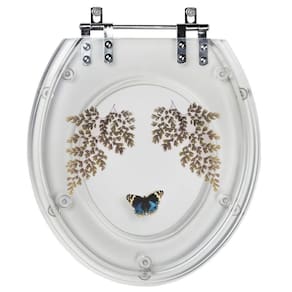 Tampa De Vaso Decorado Transparente Com Borboleta Azul