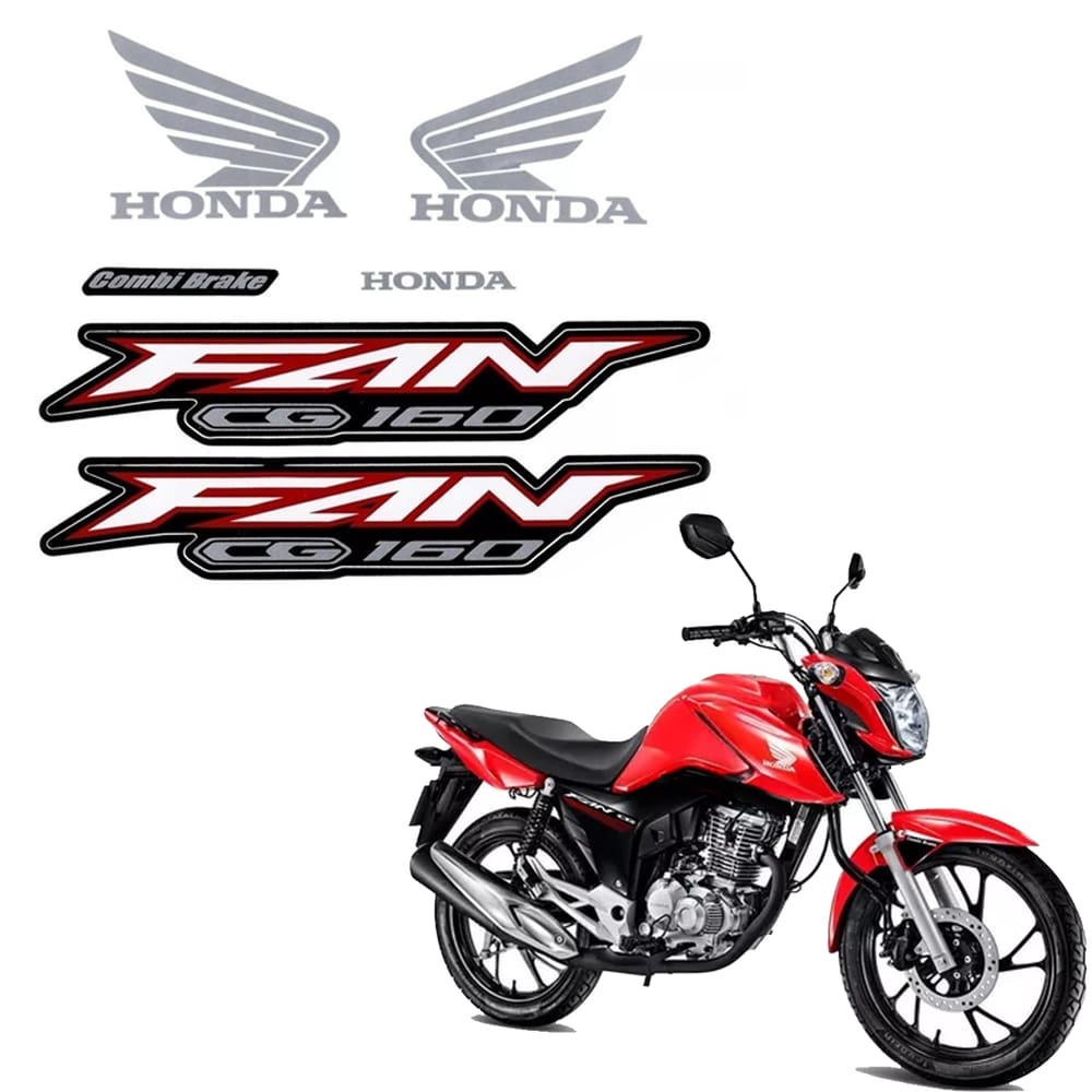 Jogo De Adesivos Faixa Honda CG Fan 160 2023 Vermelho