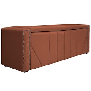 Calçadeira Baú Solteiro Minsk P02 90cm Cama Box Terracota