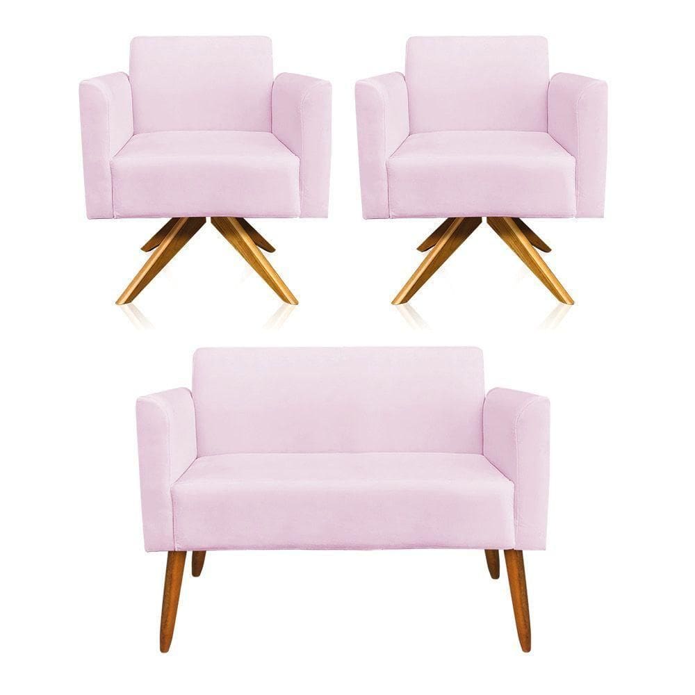 Kit 01 Namoradeira 02 Poltronas Marisa Rosa Bebê