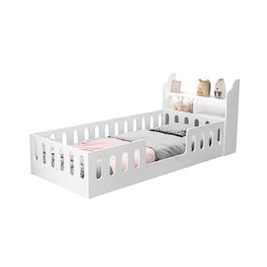 Cama De Criança Helo Solteiro C/ Colchão + Nicho + Led E Lousa Mágica Branca Branco